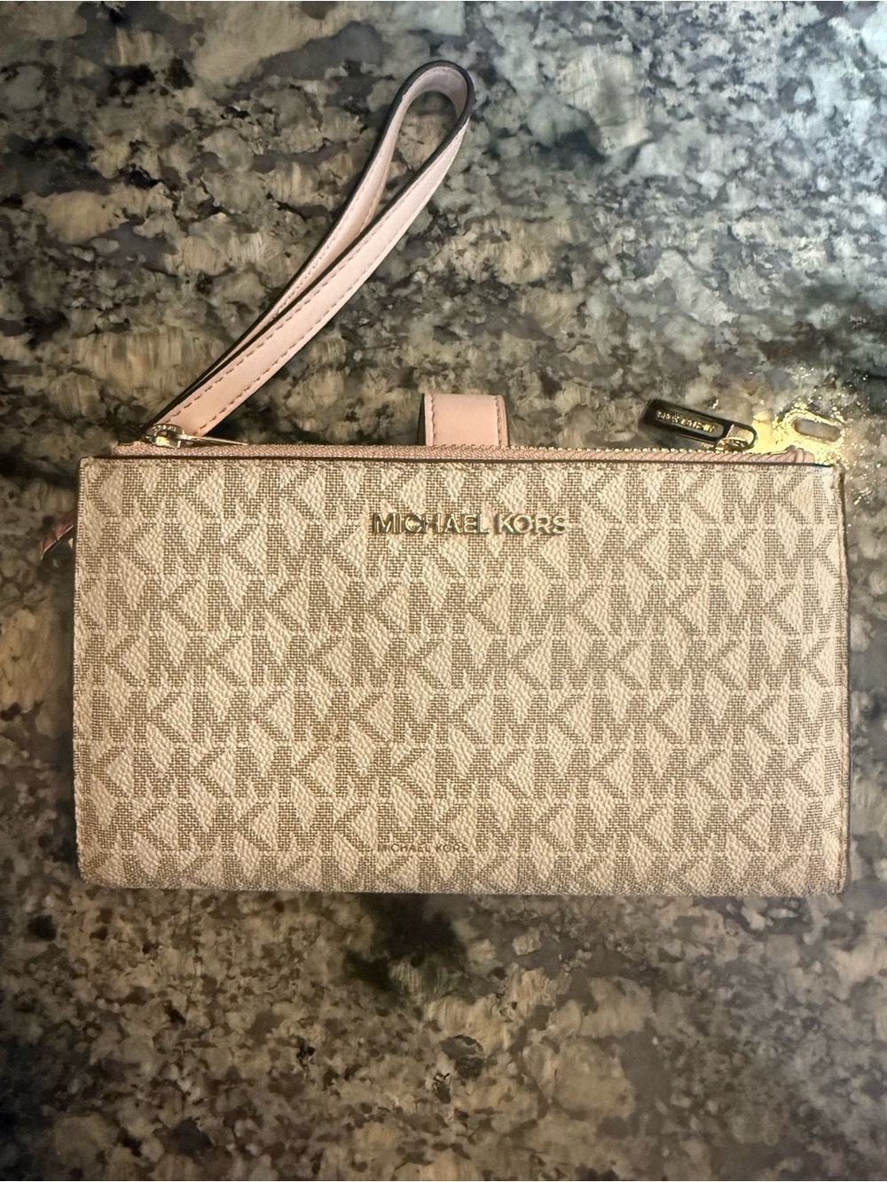 Michael Kors Blush Pink Monogram Wristlet Clutch